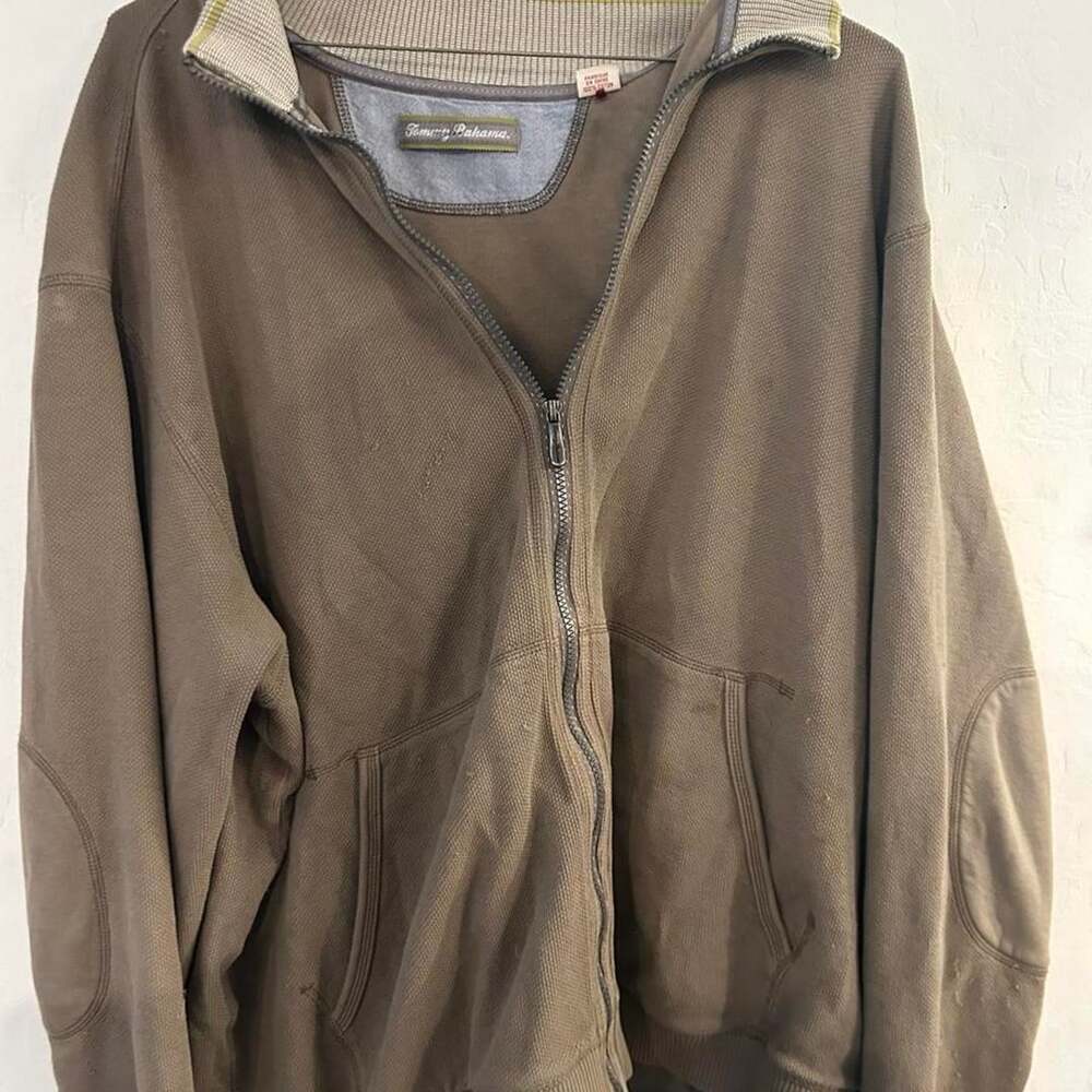 Tommy Bahama Full Zip Sweater XXL/TTG Brown Cotton